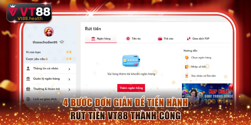 Quy trình rút tiền VT88 chỉ với 4 bước siêu dễ dàng